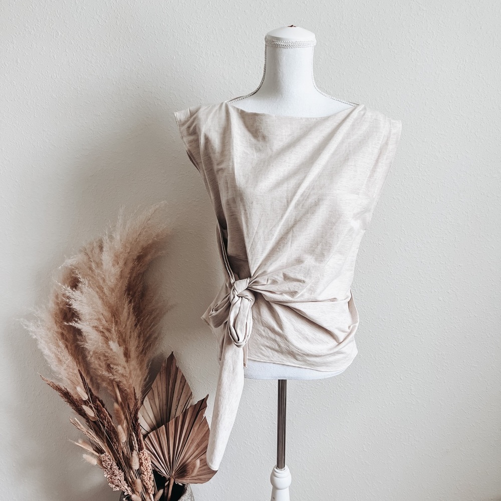 Zara Cream Tie-Front Top